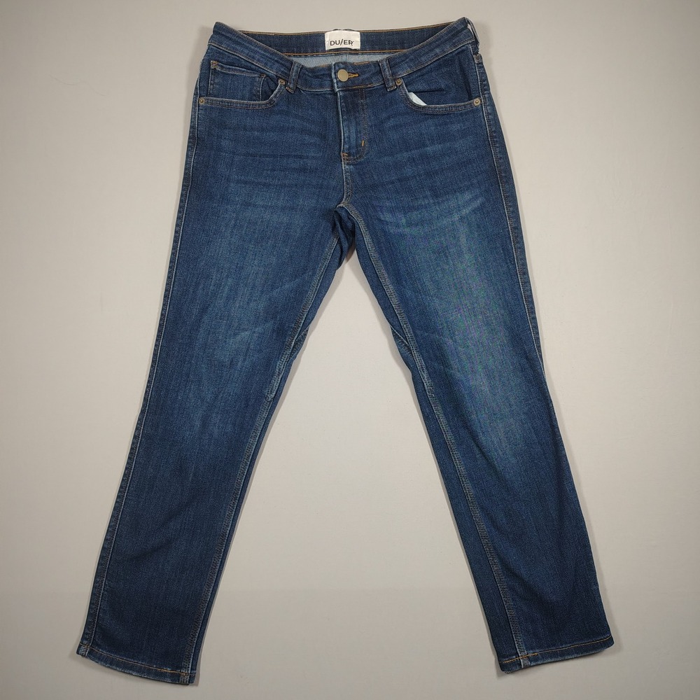 DU/ER Performance Denim Jeans Men 27x28 Blue Stretch Slim Fit Solid Cotton Blend